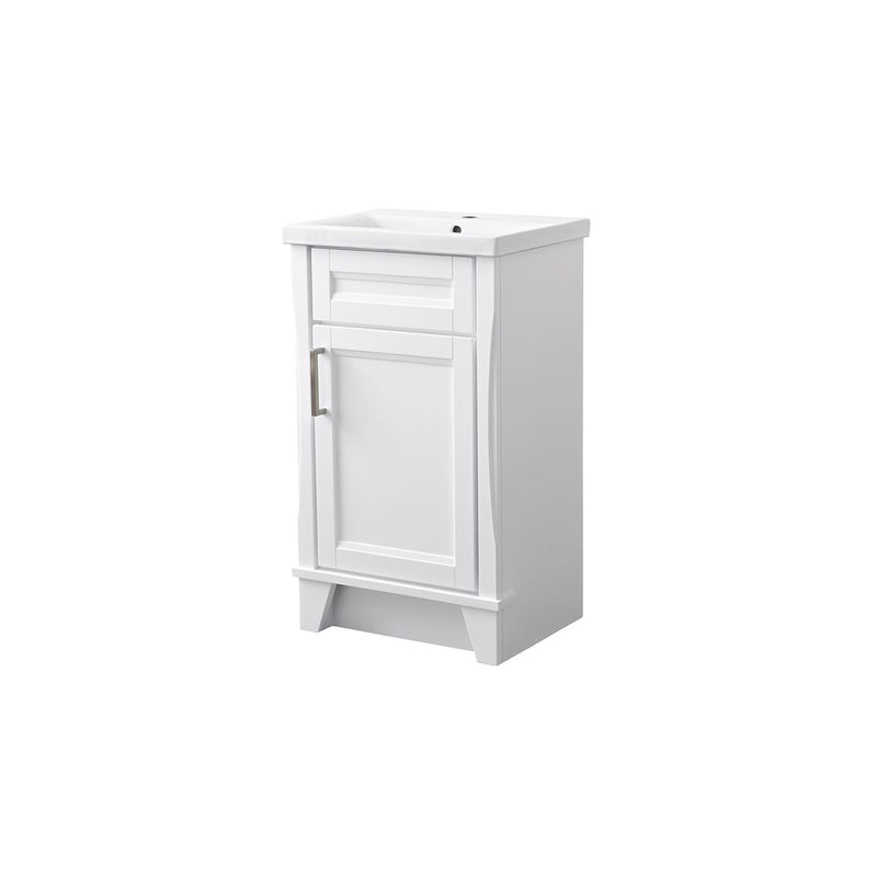 Bellaterra Home 400700-20-WH-CE Terni 20" vanity, White, ceramic top, angled view with doors closed