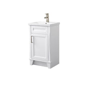 Bellaterra Home 400700-20-WH-CE Terni 20" vanity, White, ceramic top, angled view on a white background