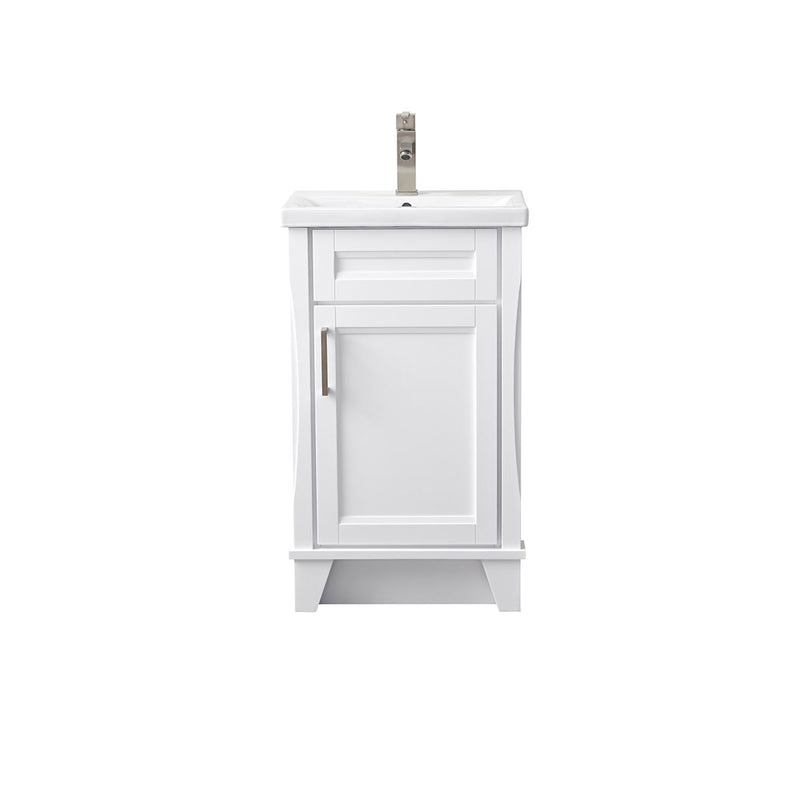 Bellaterra Home 400700-20-WH-CE Terni 20" vanity, White, ceramic top, front view on a white background