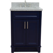 Bellaterra Home 400700-25-BU-GYR Terni 25" vanity, Blue, gray granite top, front view on a white background