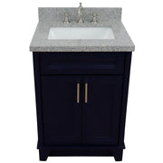 Bellaterra Home 400700-25-BU-GYR Terni 25" vanity, Blue, gray granite top, countertop and sink close-up