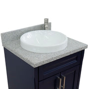 Bellaterra Home 400700-25-BU-GYRD Terni 25" vanity, Blue, gray granite top, countertop and sink close-up