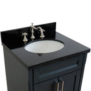 Bellaterra Home 400700-25-DG-BGO Terni 25" vanity, Dark Gray, Black Galaxy granite top, countertop and sink close-up