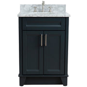 Bellaterra Home 400700-25-DG-WMO Terni 25" vanity, Dark Gray, White Carrara marble top, front view on a white background