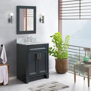 Bellaterra Home 400700-25-DG-WMO Terni 25" vanity, Dark Gray, White Carrara marble top, installed in a bathroom