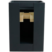 Bellaterra Home 400700-25-DG-WMO Terni 25" vanity, Dark Gray, White Carrara marble top, cabinet interior close-up
