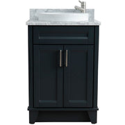 Bellaterra Home 400700-25-DG-WMRD Terni 25" vanity, Dark Gray, White Carrara marble top, front view on a white background