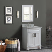 Bellaterra Home 400700-25-WH-GYR Terni 25" vanity, White, gray granite top, installed in a bathroom