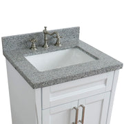 Bellaterra Home 400700-25-WH-GYR Terni 25" vanity, White, gray granite top, countertop and sink close-up