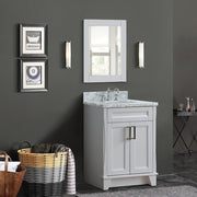 Bellaterra Home 400700-25-WH-WMO Terni 25" vanity, White, White Carrara marble top, installed in a bathroom