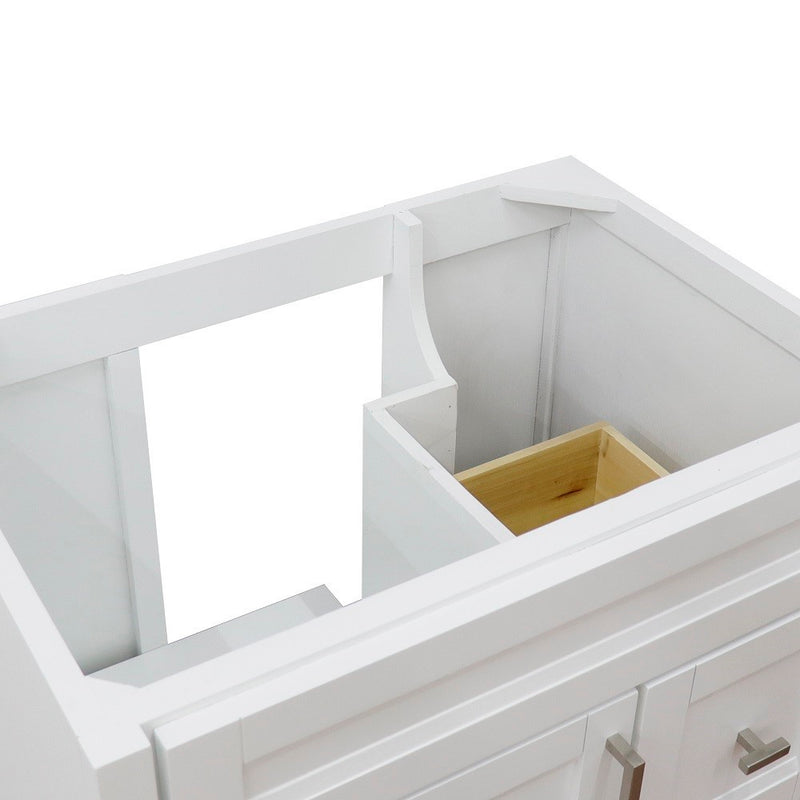 Bellaterra Home 400700-30-WH Terni 30" vanity cabinet, White, cabinet interior close-up