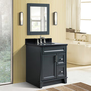 Bellaterra Home 400700-31-DG-BGO Terni 31" vanity, Dark Gray, Black Galaxy granite top, installed in a bathroom