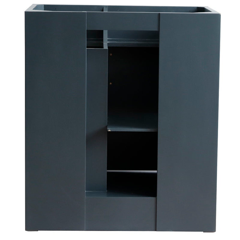 Bellaterra Home 400700-31-DG-BGO Terni 31" vanity, Dark Gray, Black Galaxy granite top, cabinet interior close-up