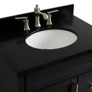 Bellaterra Home 400700-31-DG-BGO Terni 31" vanity, Dark Gray, Black Galaxy granite top, countertop and sink close-up