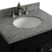 Bellaterra Home 400700-31-DG-GYO Terni 31" vanity, Dark Gray, gray granite top, countertop and sink close-up