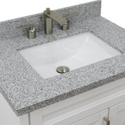 Bellaterra Home 400700-31-WH-GYR Terni 31" vanity, White, gray granite top, countertop and sink close-up