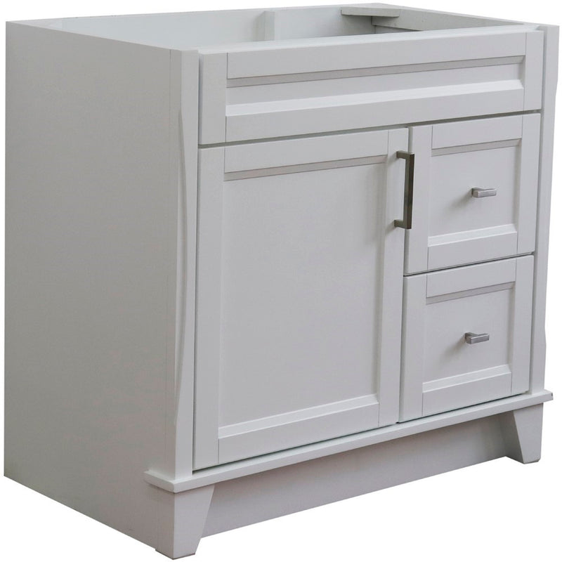 Bellaterra Home 400700-36L-WH Terni 36" vanity cabinet, White, angled view with doors closed
