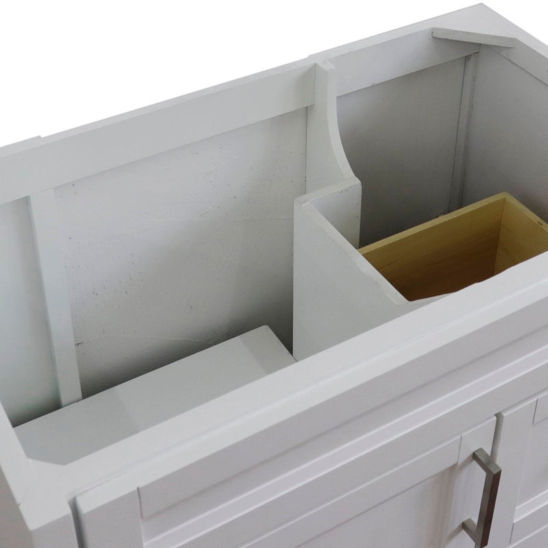 Bellaterra Home 400700-36L-WH Terni 36" vanity cabinet, White, cabinet interior close-up