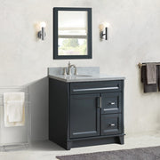 Bellaterra Home 400700-37L-DG-GYOL Terni 37" vanity, Dark Gray, gray granite top, installed in a bathroom