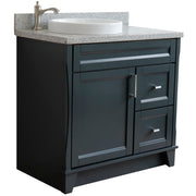 Bellaterra Home 400700-37L-DG-GYRDL Terni 37" vanity, Dark Gray, gray granite top, angled view on a white background