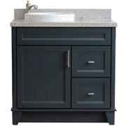 Bellaterra Home 400700-37L-DG-GYRDL Terni 37" vanity, Dark Gray, gray granite top, front view on a white background