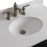 Bellaterra Home 400700-37L-DG-WEOC Terni 37" vanity, Dark Gray, white engineered stone top, countertop and sink close-up