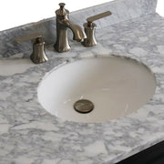 Bellaterra Home 400700-37L-DG-WMOC Terni 37" vanity, Dark Gray, White Carrara marble top, countertop and sink close-up