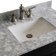 Bellaterra Home 400700-37L-DG-WMRC Terni 37" vanity, Dark Gray, White Carrara marble top, countertop and sink close-up