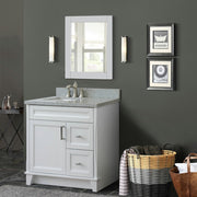 Bellaterra Home 400700-37L-WH-GYRL Terni 37" vanity, White, gray granite top, installed in a bathroom