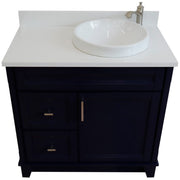 Bellaterra Home 400700-37R-BU-WERDR Terni 37" vanity, Blue, white engineered stone top, elevated front