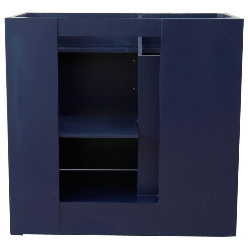 Bellaterra Home 400700-37R-BU-WERDR Terni 37" vanity, Blue, white engineered stone top, cabinet interior close-up