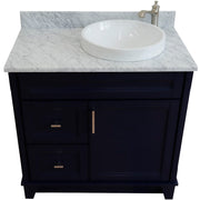 Bellaterra Home 400700-37R-BU-WMRDR Terni 37" vanity, Blue, White Carrara marble top, elevated front