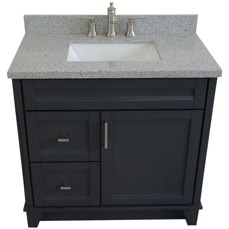 Bellaterra Home 400700-37R-DG-GYRC Terni 37" vanity, Dark Gray, gray granite top, elevated front
