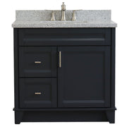 Bellaterra Home 400700-37R-DG-GYRC Terni 37" vanity, Dark Gray, gray granite top, front view on a white background