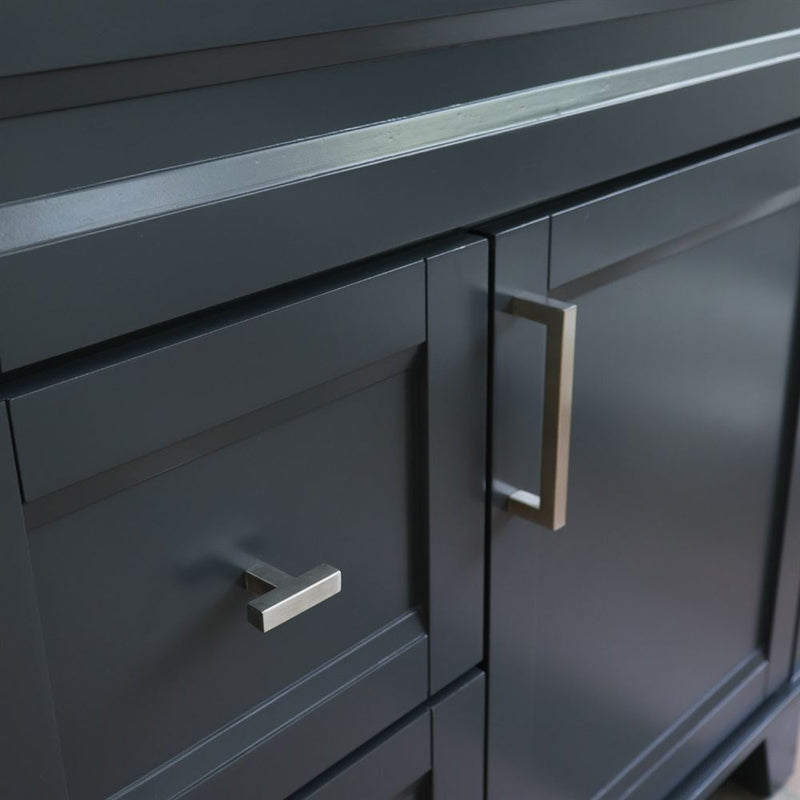 Bellaterra Home 400700-37R-DG-GYRC Terni 37" vanity, Dark Gray, gray granite top, door and hardware close-up