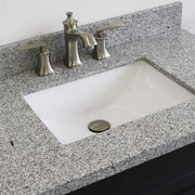 Bellaterra Home 400700-37R-DG-GYRC Terni 37" vanity, Dark Gray, gray granite top, countertop and sink close-up