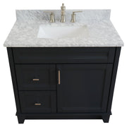 Bellaterra Home 400700-37R-DG-WMRC Terni 37" vanity, Dark Gray, White Carrara marble top, elevated front
