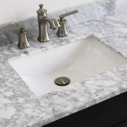 Bellaterra Home 400700-37R-DG-WMRC Terni 37" vanity, Dark Gray, White Carrara marble top, countertop and sink close-up