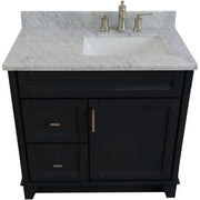 Bellaterra Home 400700-37R-DG-WMRR Terni 37" vanity, Dark Gray, White Carrara marble top, elevated front