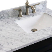 Bellaterra Home 400700-37R-DG-WMRR Terni 37" vanity, Dark Gray, White Carrara marble top, countertop and sink close-up