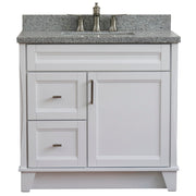 Bellaterra Home 400700-37R-WH-GYRC Terni 37" vanity, White, gray granite top, front view on a white background