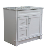 Bellaterra Home 400700-37R-WH-WMOC Terni 37" vanity, White, White Carrara marble top, angled view with doors closed