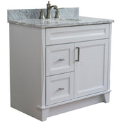 Bellaterra Home 400700-37R-WH-WMOC Terni 37" vanity, White, White Carrara marble top, angled view on a white background