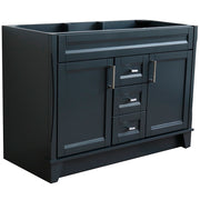 Bellaterra Home 400700-48D-DG Terni 48" vanity cabinet, Dark Gray, angled view with doors closed