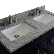Bellaterra Home 400700-49D-BU-GYR Terni 49" vanity, Blue, gray granite top, countertop and sink close-up