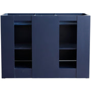 Bellaterra Home 400700-49D-BU-WMR Terni 49" vanity, Blue, White Carrara marble top, cabinet interior close-up