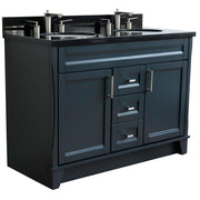 Bellaterra Home 400700-49D-DG-BGO Terni 49" vanity, Dark Gray, Black Galaxy granite top, angled view on a white background