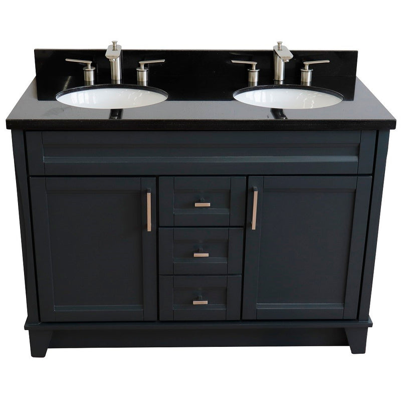 Bellaterra Home 400700-49D-DG-BGO Terni 49" vanity, Dark Gray, Black Galaxy granite top, elevated front