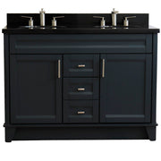 Bellaterra Home 400700-49D-DG-BGO Terni 49" vanity, Dark Gray, Black Galaxy granite top, front view on a white background