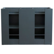 Bellaterra Home 400700-49D-DG-BGO Terni 49" vanity, Dark Gray, Black Galaxy granite top, cabinet interior close-up